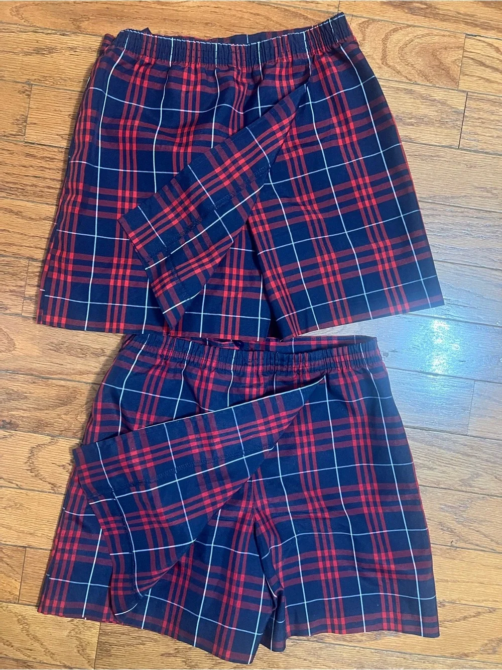 Girls Red and Black Plaid Button-Detail Skort